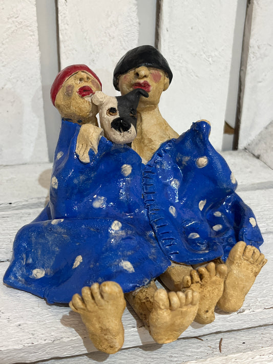 Swimmers in Towel with Dog