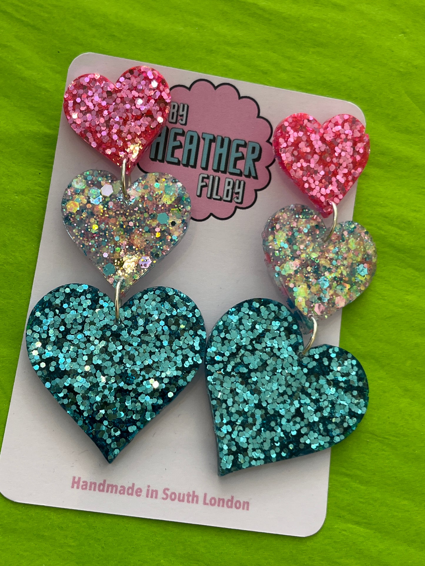 Triple Heart Earrings by Heather Filby