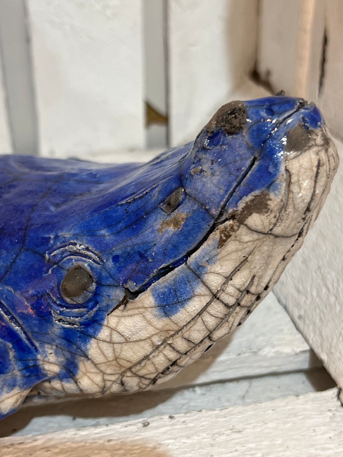 Blue Raku Whale by Helen Jewsbury