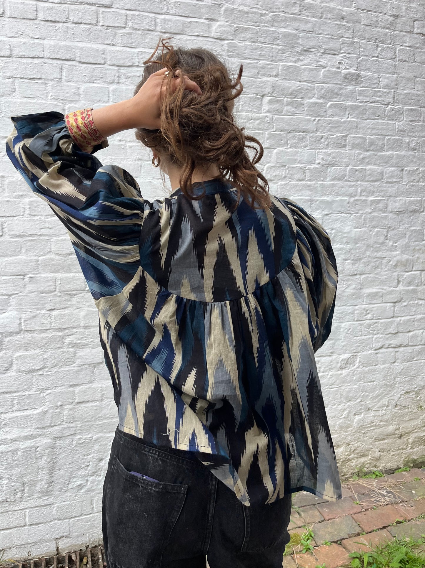 Balloon Sleeve Button Down Blouse