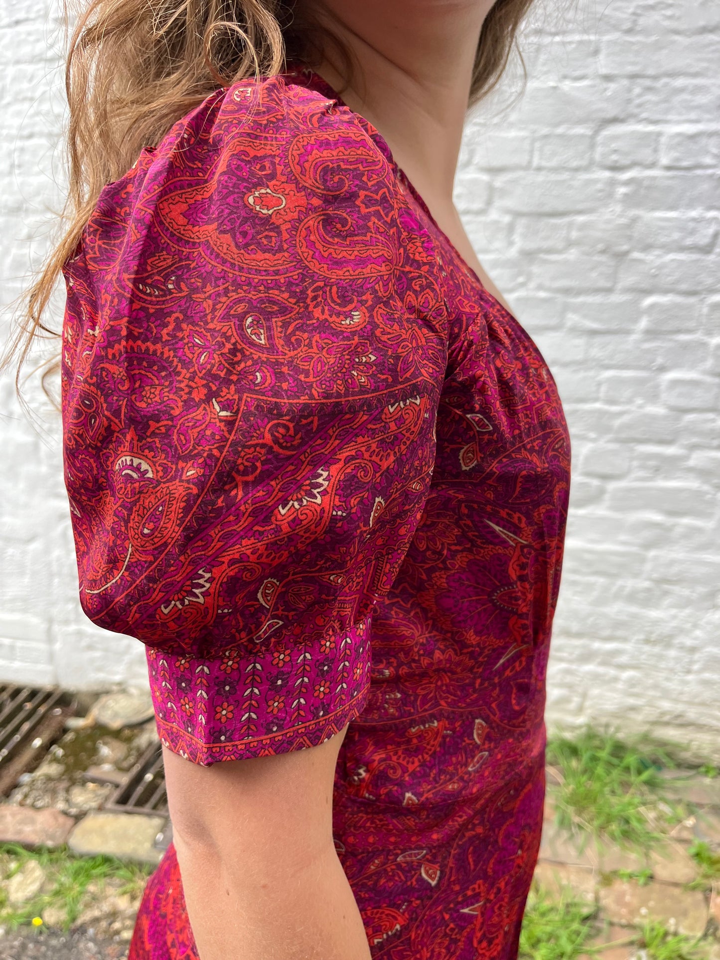 Fuchsia Pink/Red Floral Maxi Dress