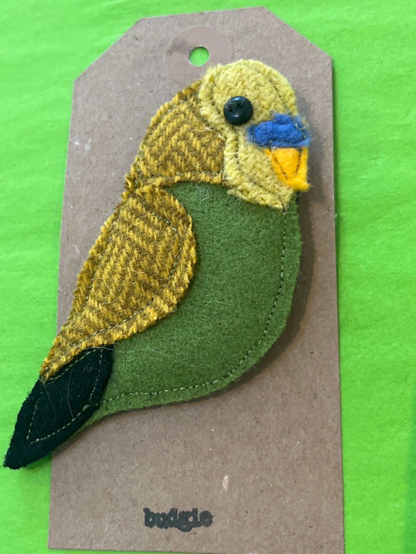 Green Budgie Brooch