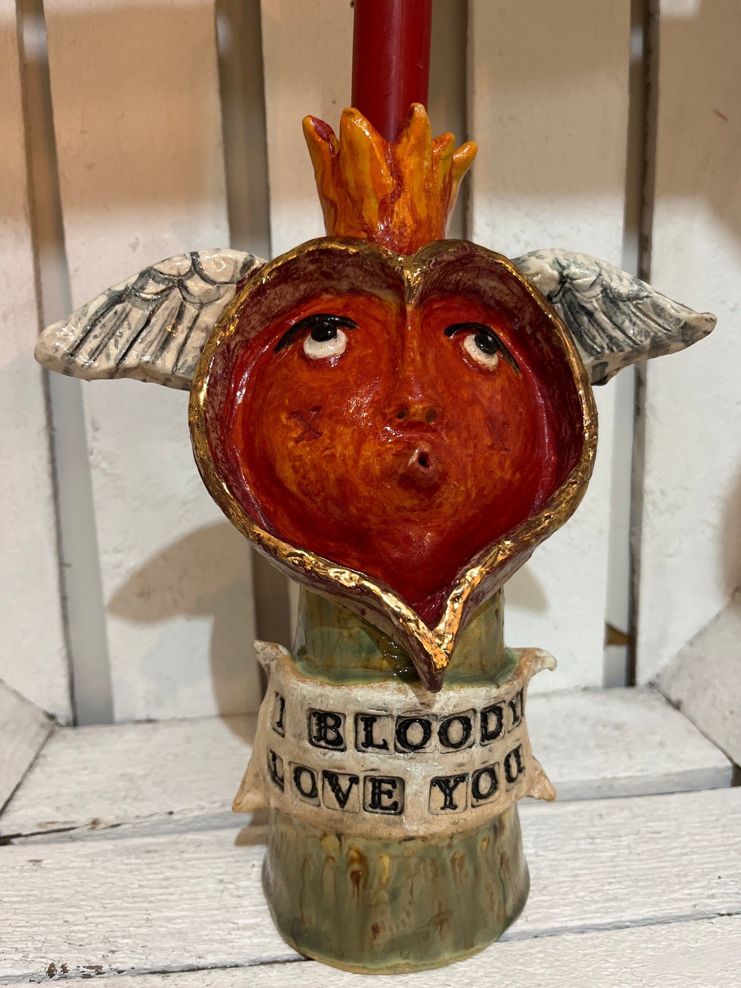 I Bloody Love You Candlestick by Jane Tyler
