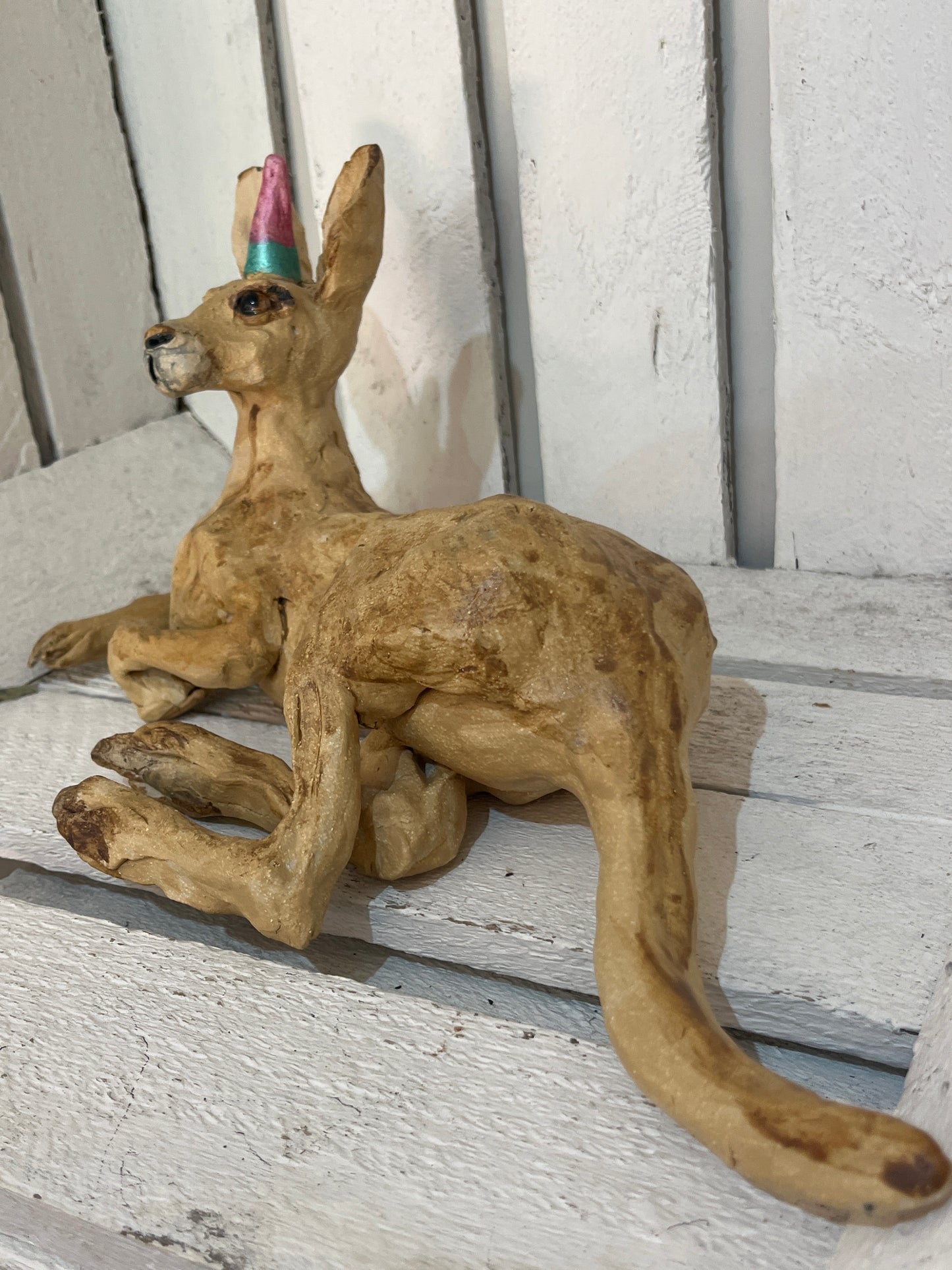 Kangaroo in Party Hat by Helen Jewsbury