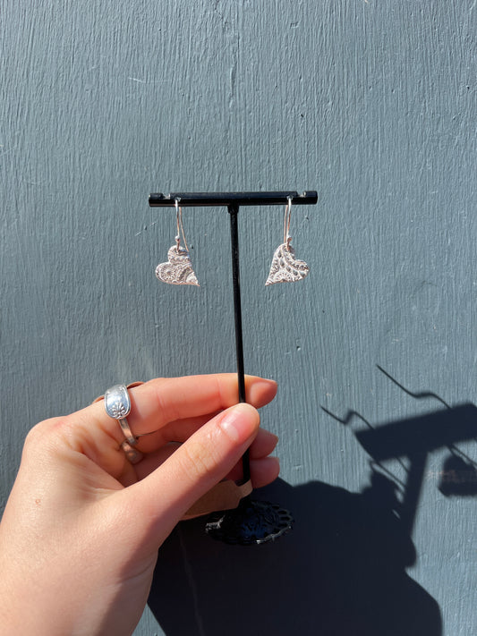 Mosaic Heart Silver Earrings