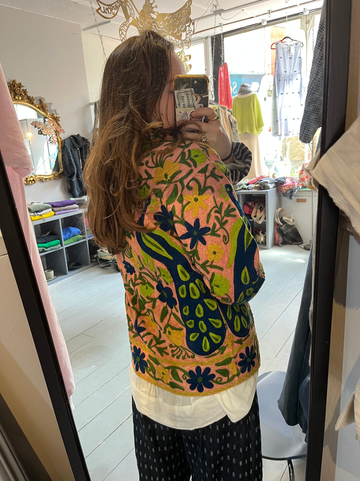 Reversible Pink and Green Embroidered Jacket