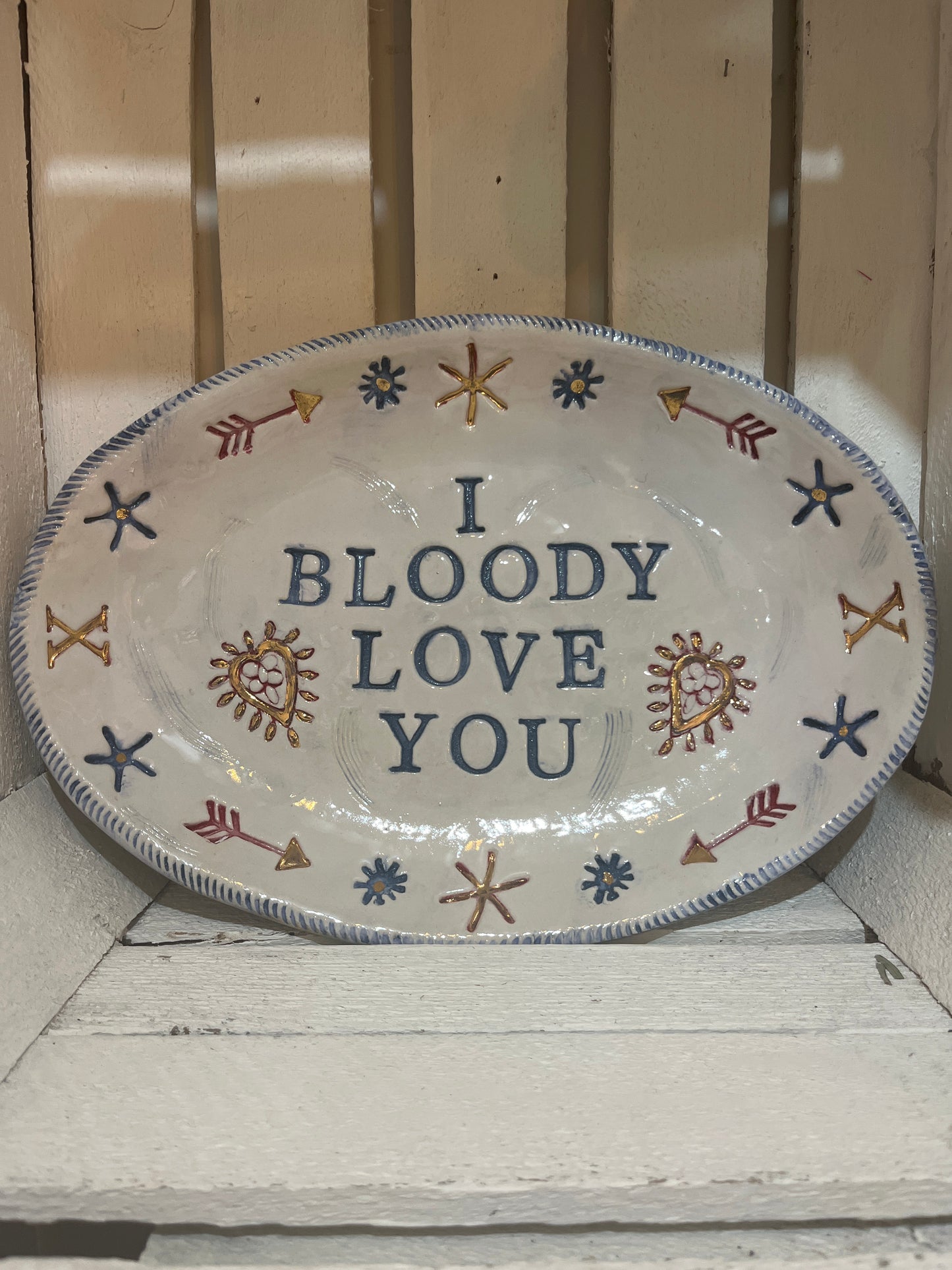 I Bloody Love You Oval Platter by Jane Tyler