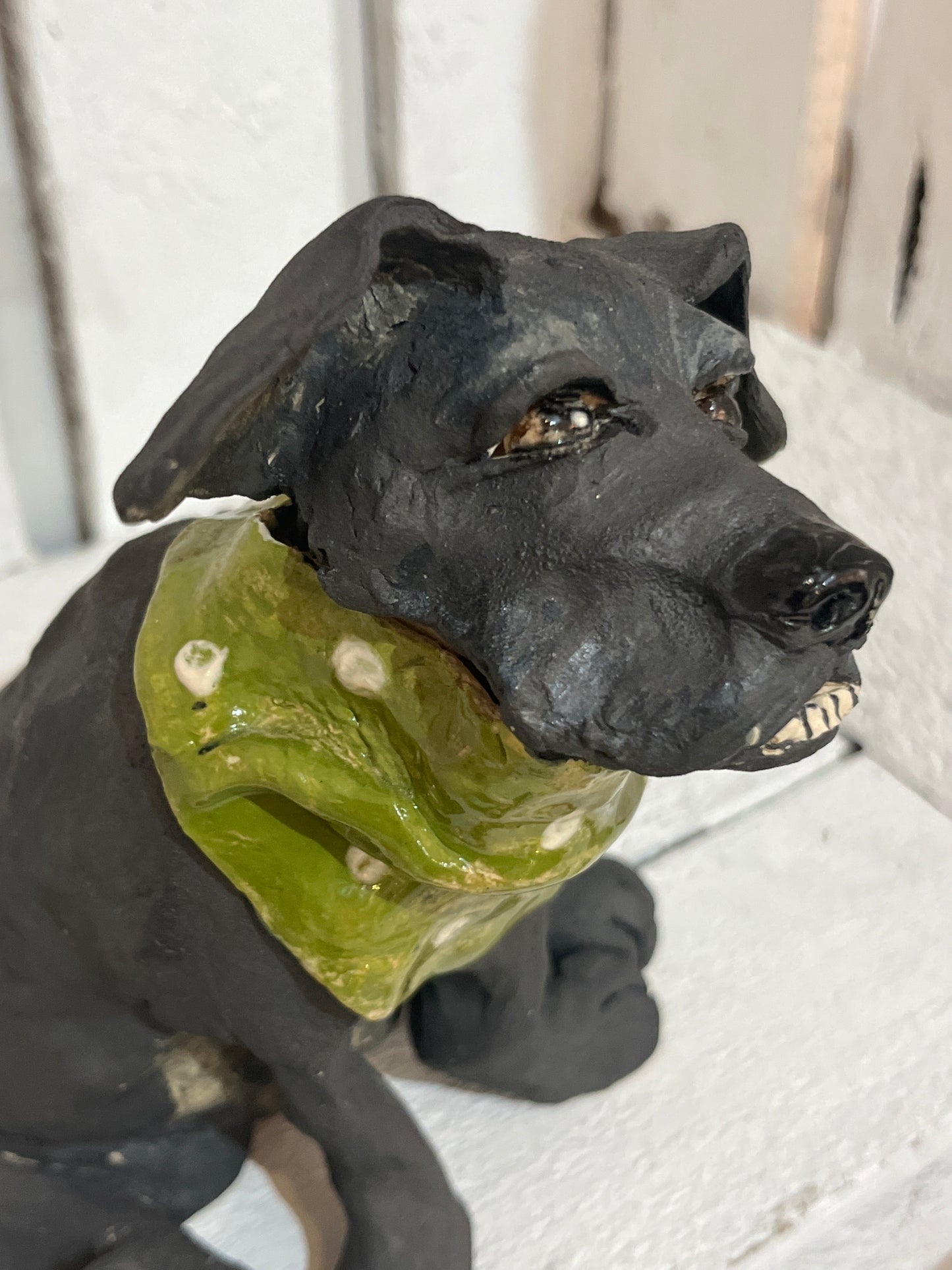 “Sid” The Dog with the Overbite and Bandana by Helen Jewsbury