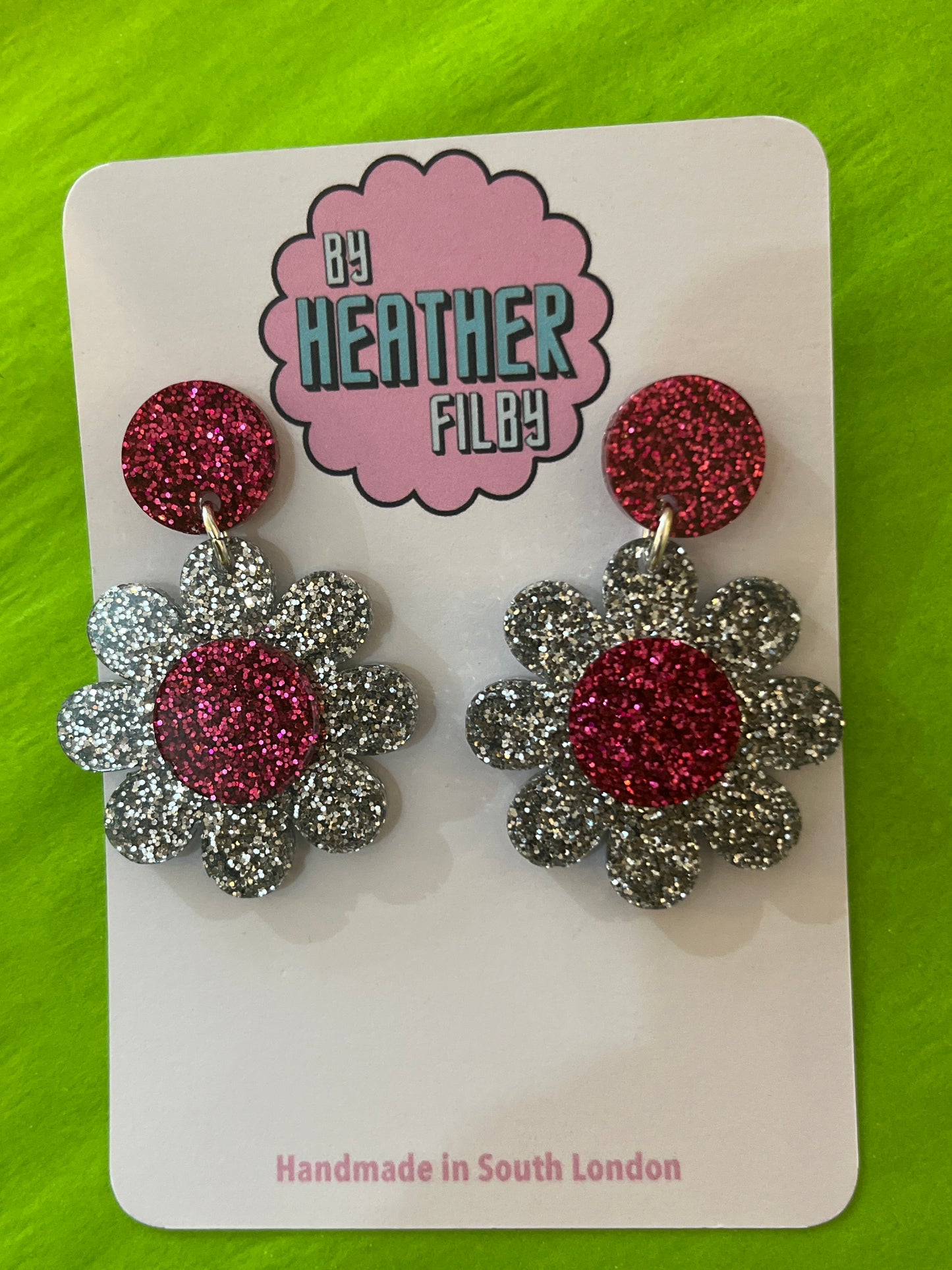 Pink and Silver Sparkle earrings