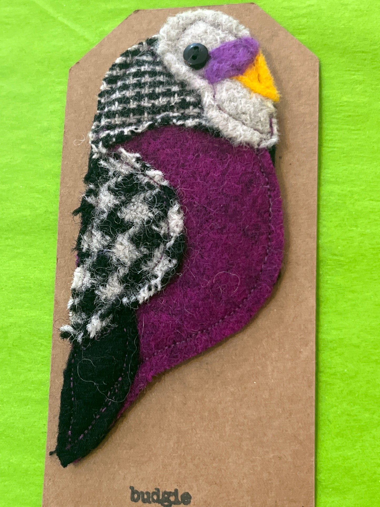 Felted Budgie Brooch