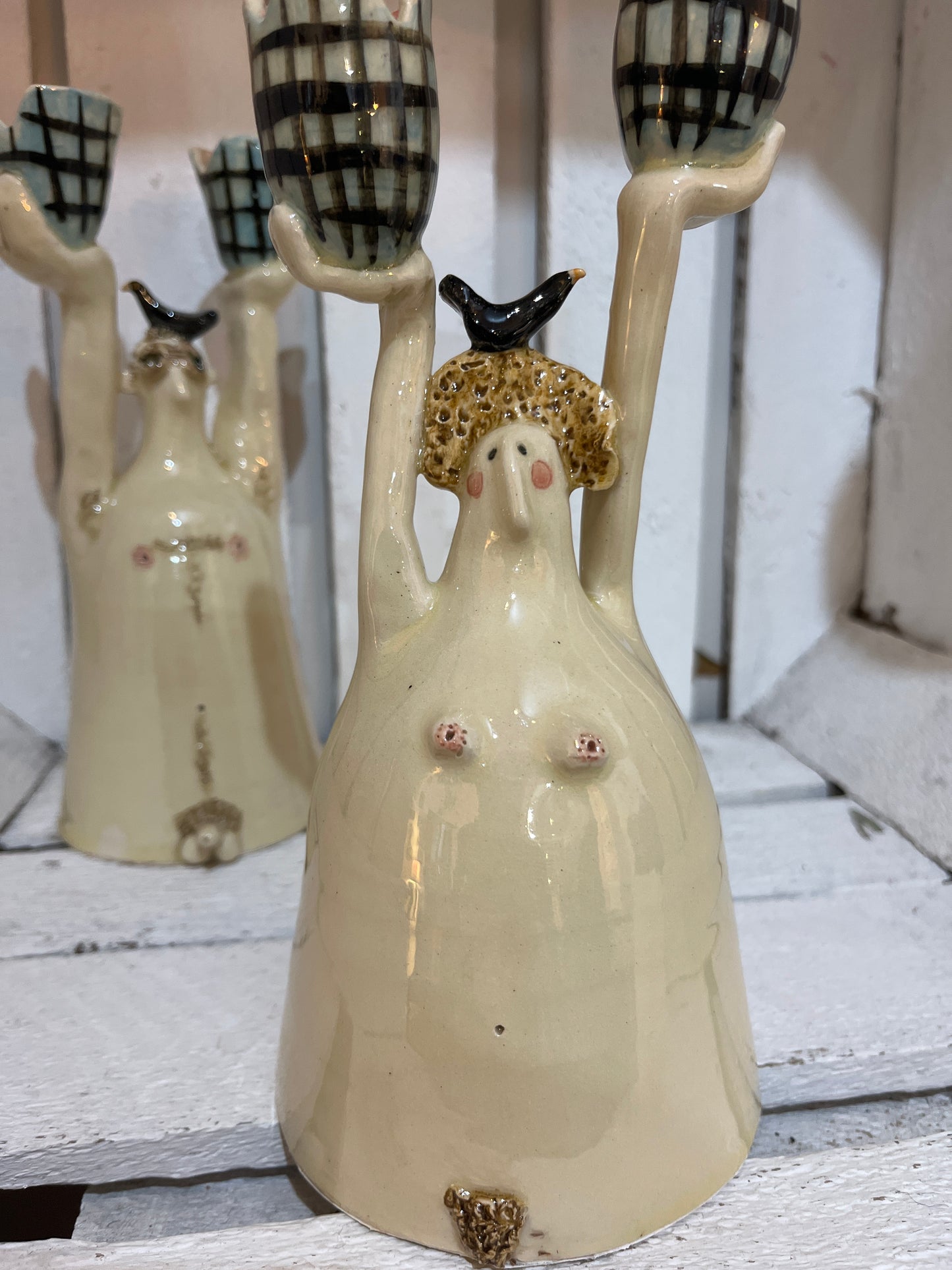 Nudey’s with Blackbird Heads by AliAll Pottery