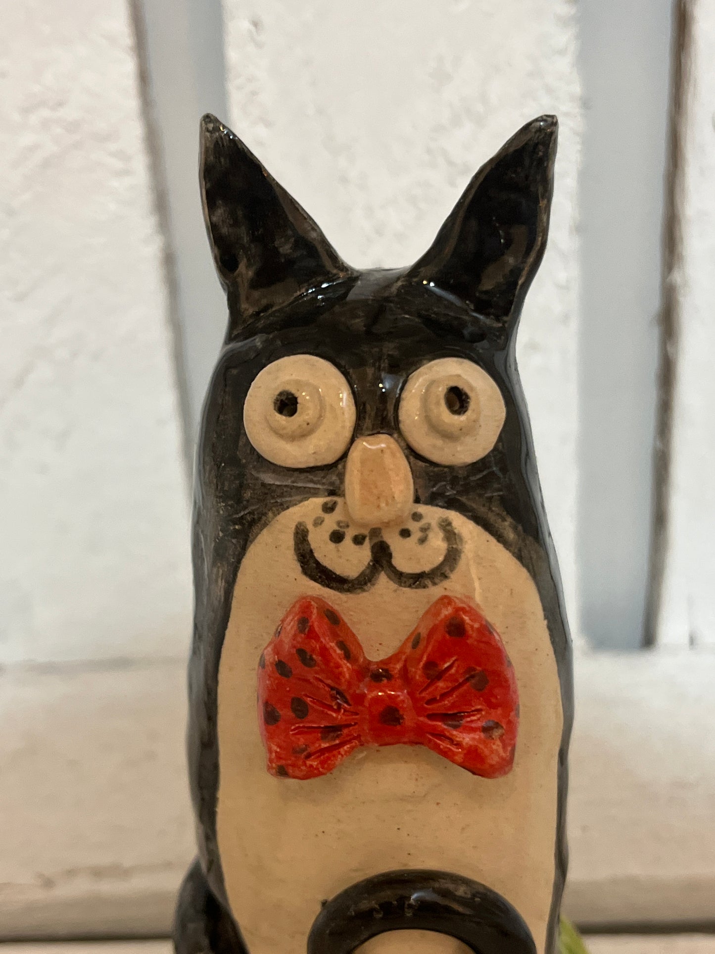 Black Cat with Red Bow Tie by Judith Douglas