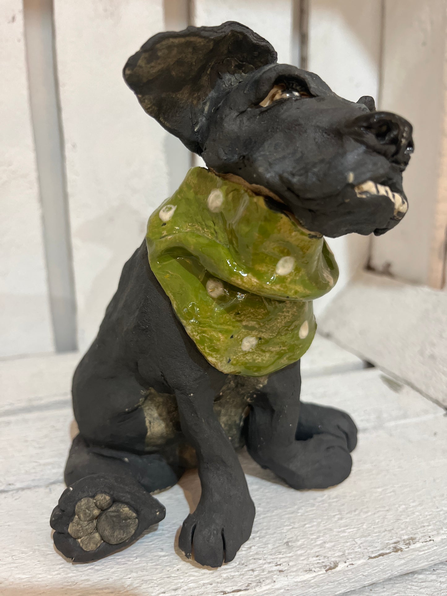 “Sid” The Dog with the Overbite and Bandana by Helen Jewsbury