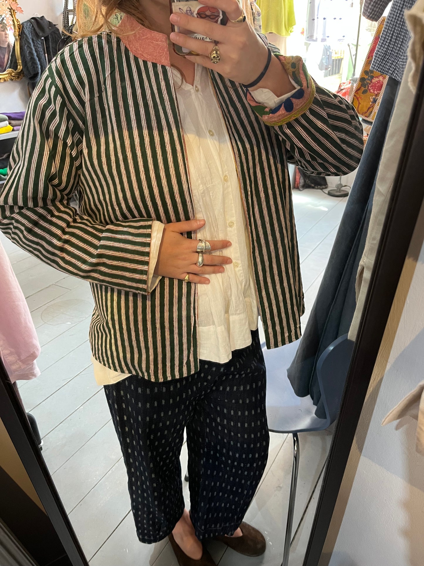 Reversible Pink and Green Embroidered Jacket