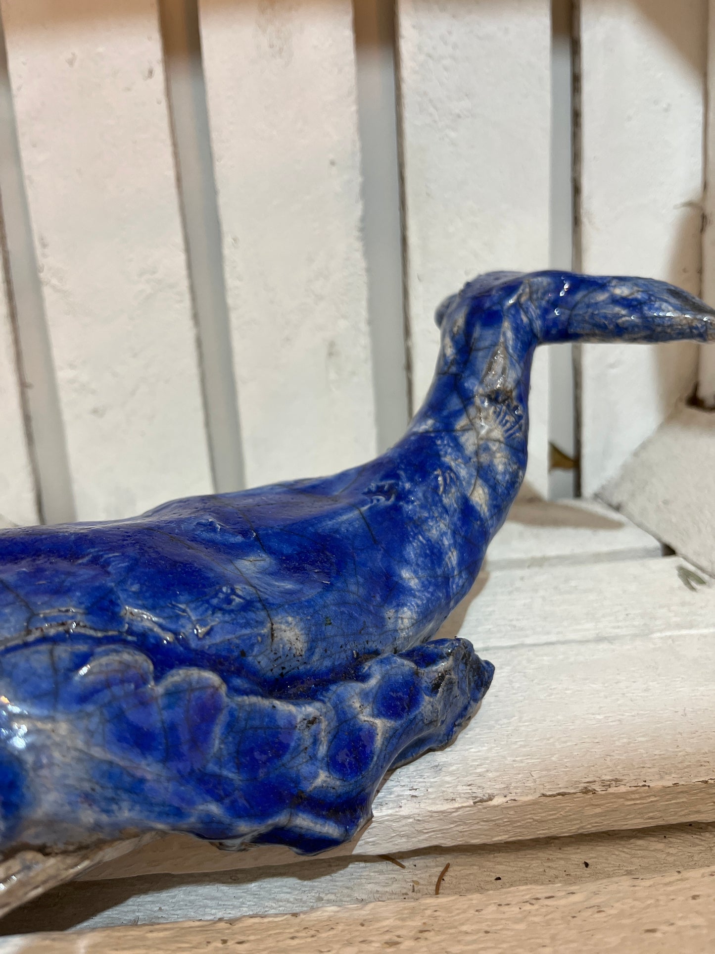 Blue Raku Whale by Helen Jewsbury