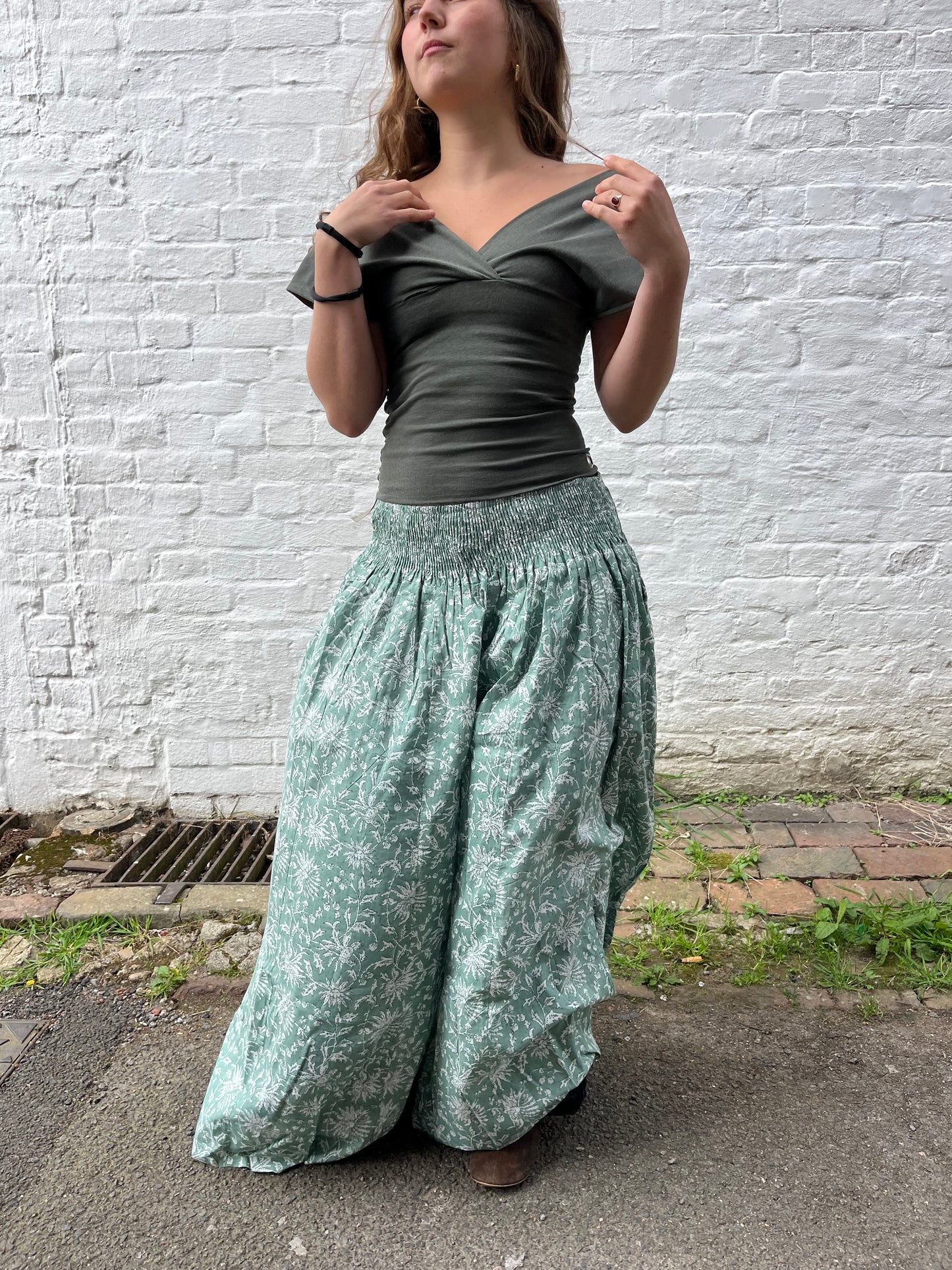 Wide Leg Floral Trousers