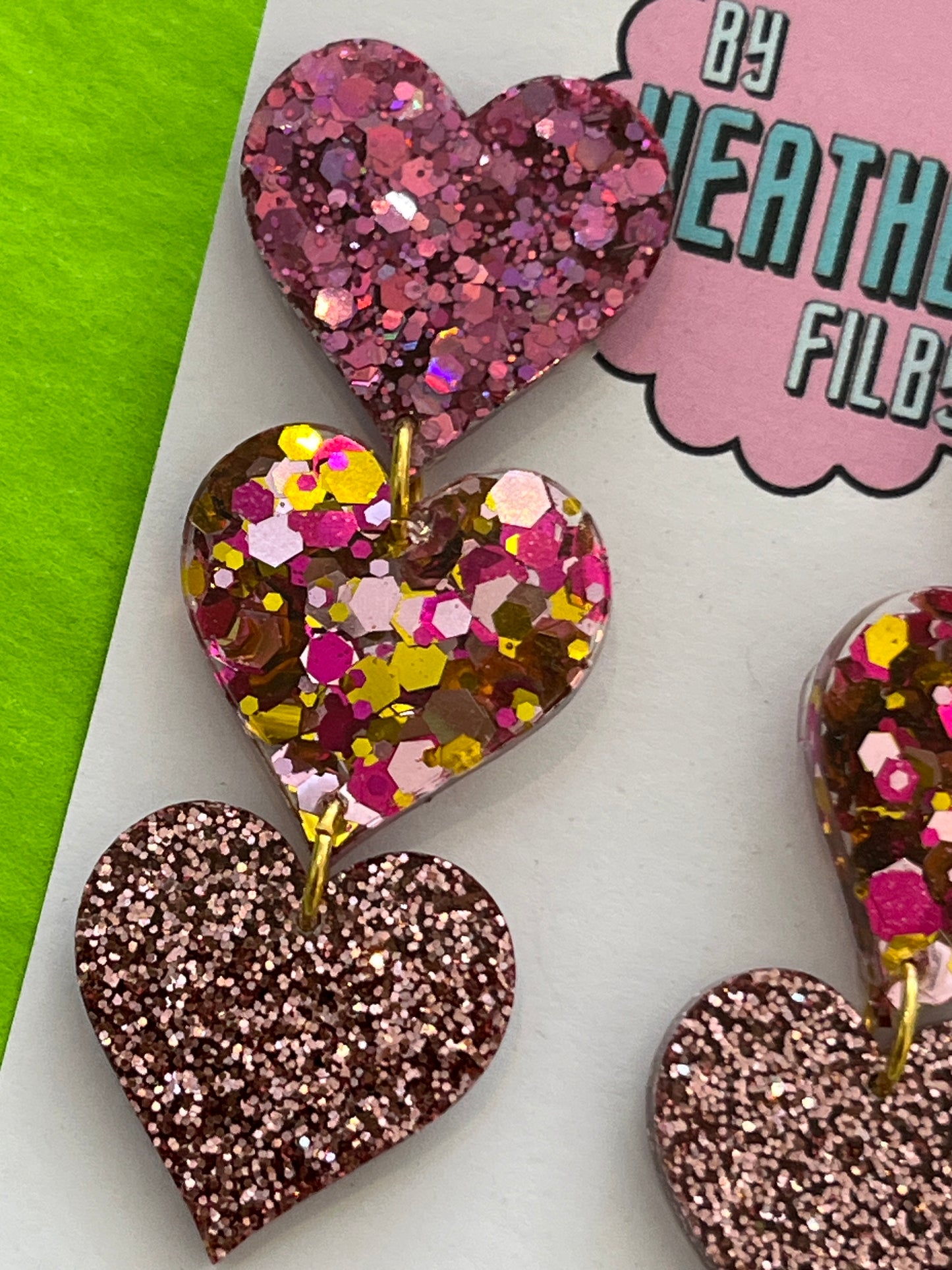 Triple Heart Earrings by Heather Filby