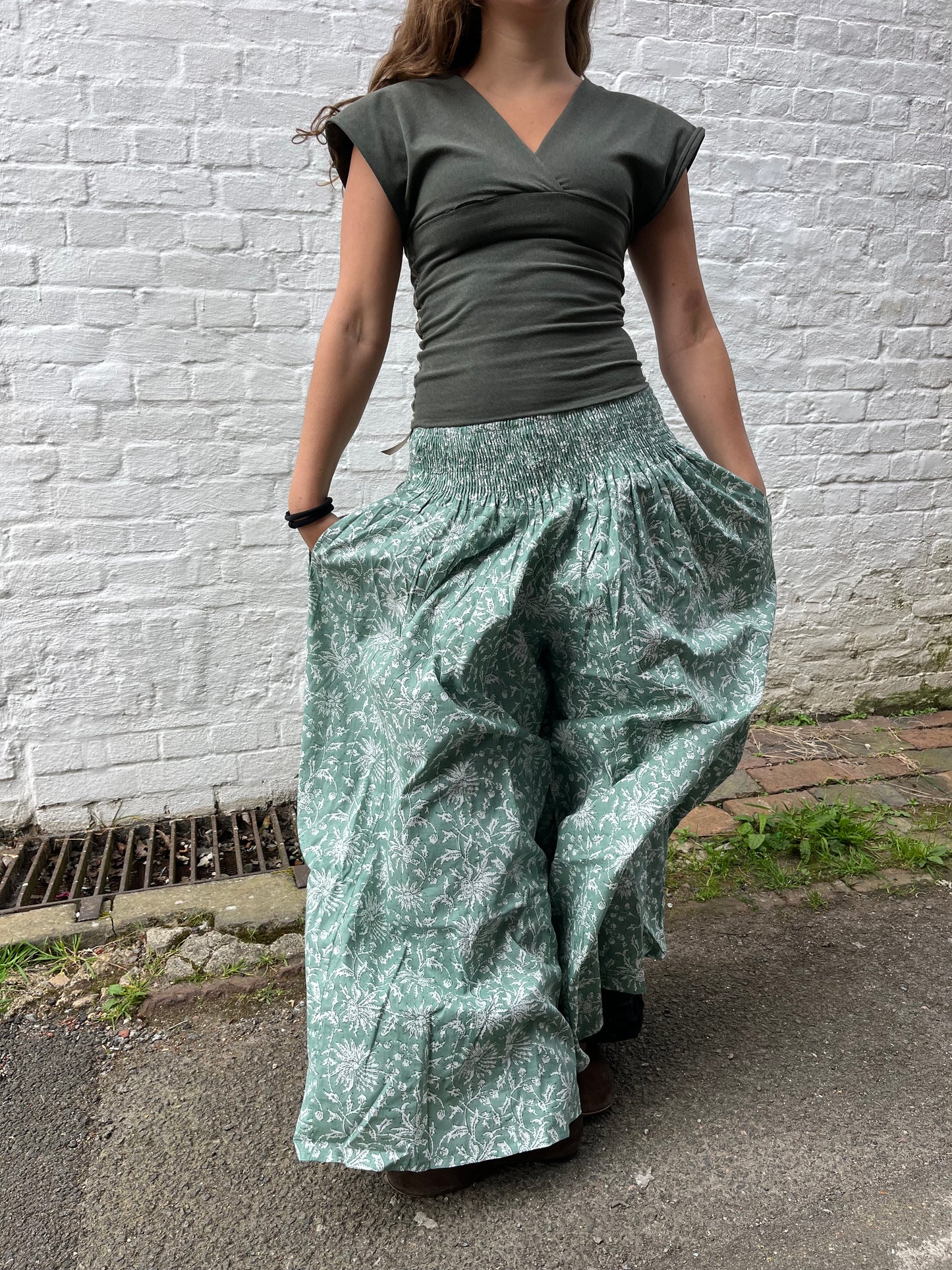 Wide Leg Floral Trousers