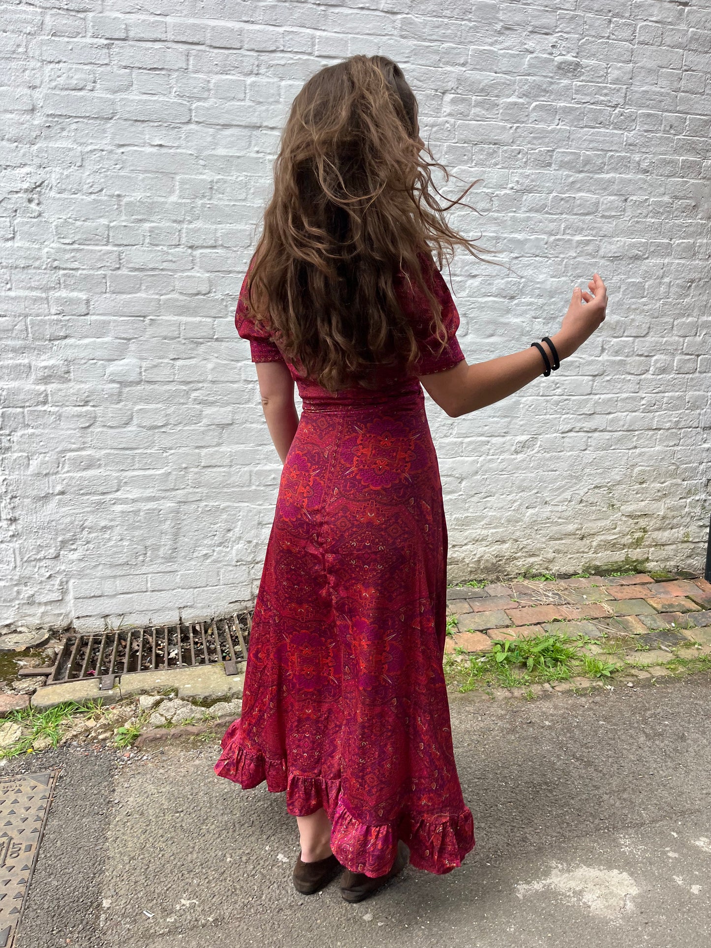 Fuchsia Pink/Red Floral Maxi Dress