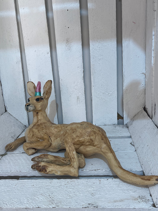 Kangaroo in Party Hat by Helen Jewsbury