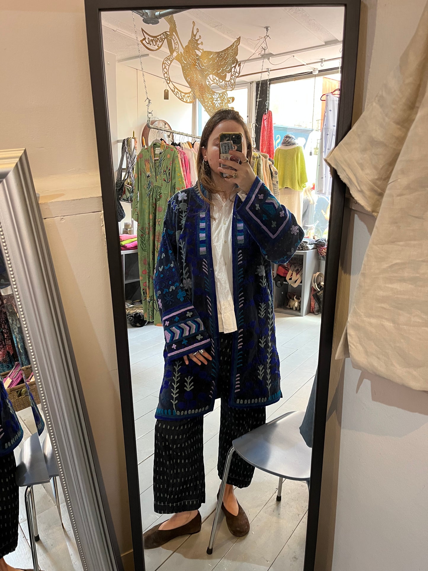 Long Navy Embroidered Jacket