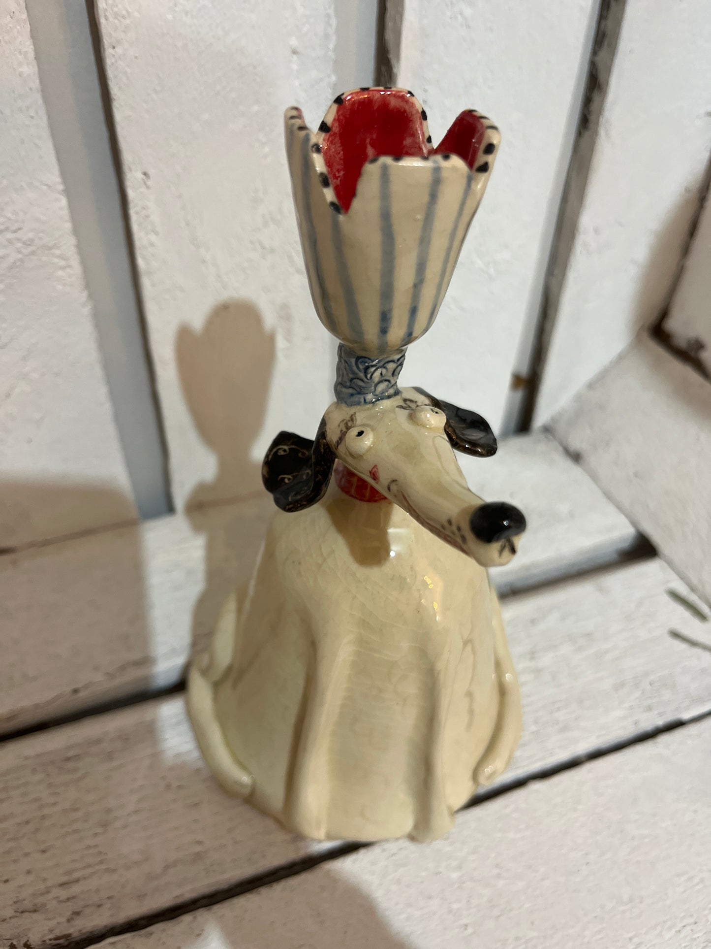 Smiley Hound Candlestick by AliAll Pottery