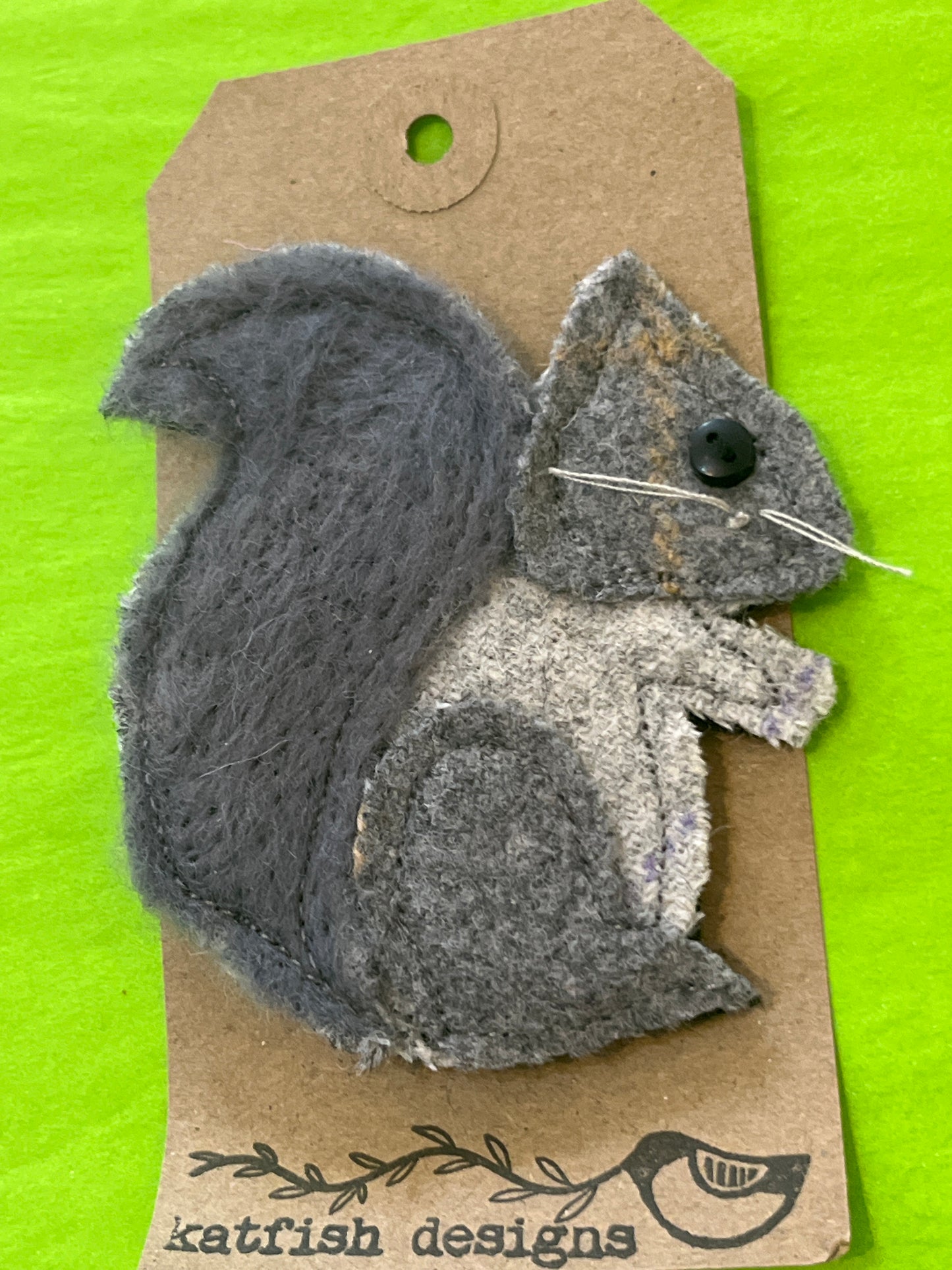 Grey Squirrel Brooch