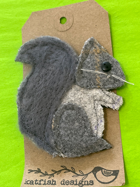 Grey Squirrel Brooch