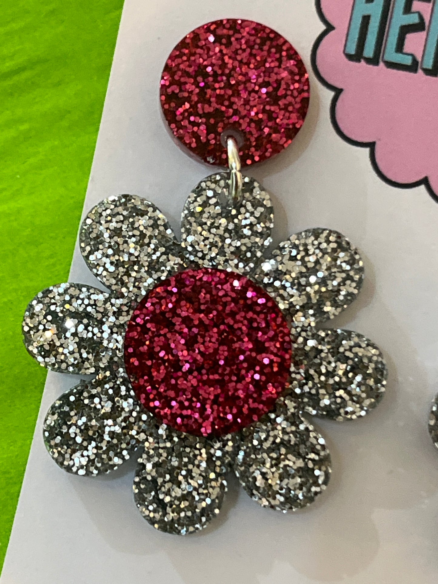 Pink and Silver Sparkle earrings