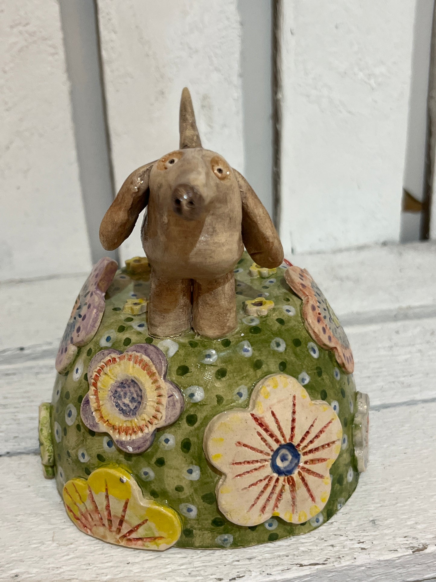 Sausage Dog on Flowery Knoll by Judith Douglas