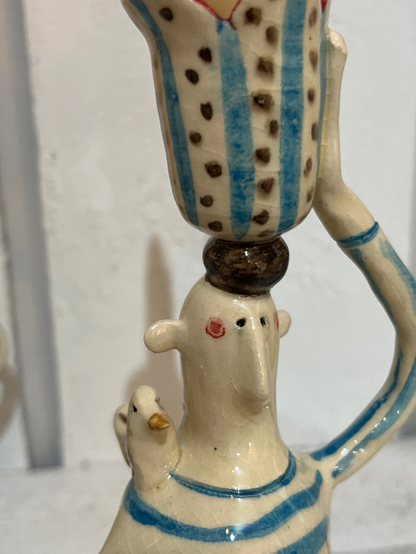 Stripey Shirt Pair of Candlesticks by AliAll Pottery