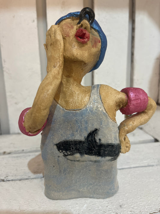 Swimmer in Shark Costume