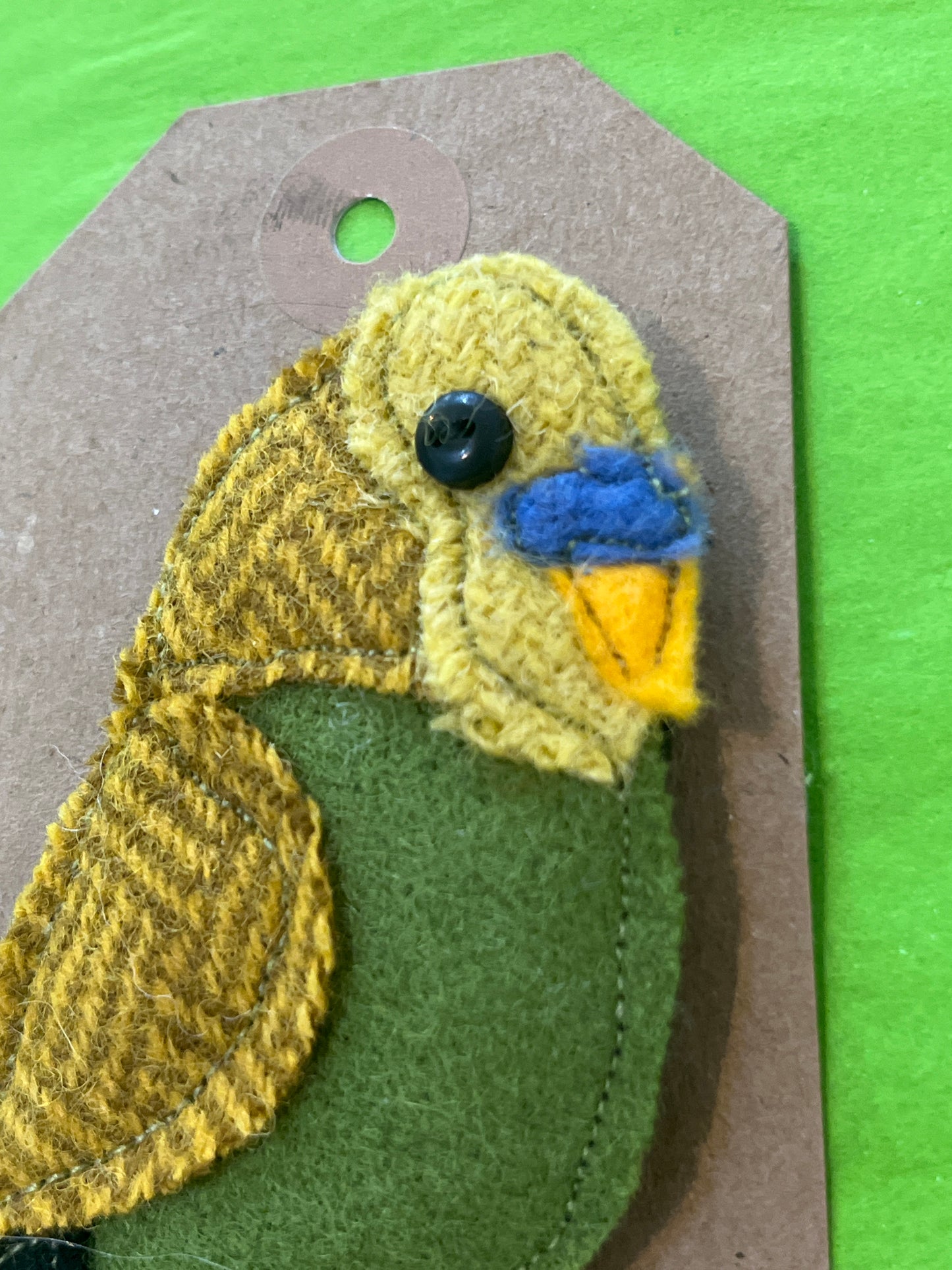 Green Budgie Brooch