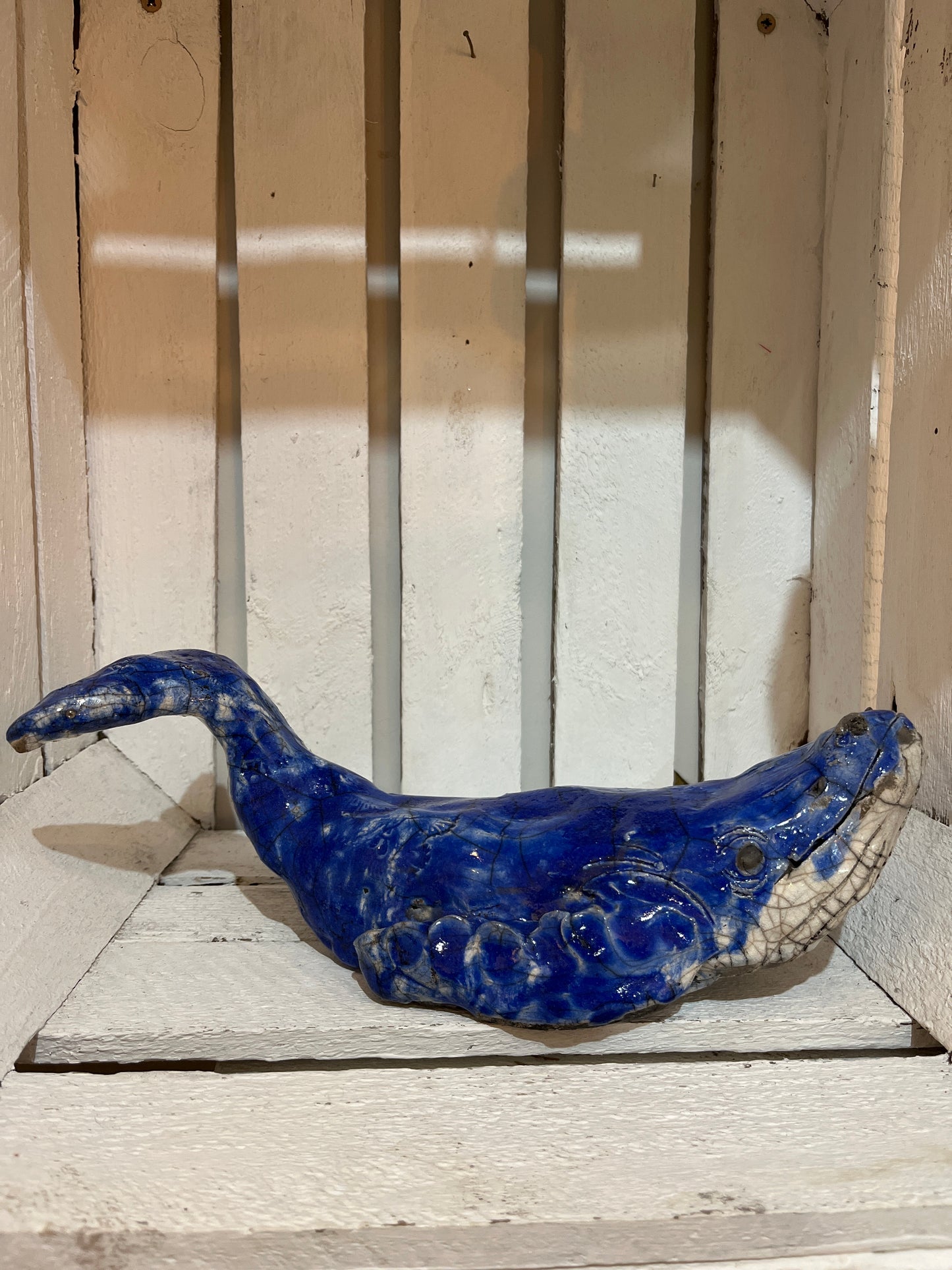 Blue Raku Whale by Helen Jewsbury