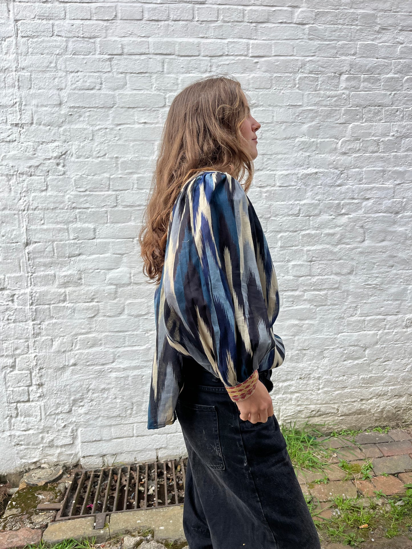 Balloon Sleeve Button Down Blouse