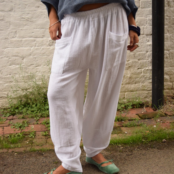 Cadenza Linen and Cotton Blend Hareem Pants