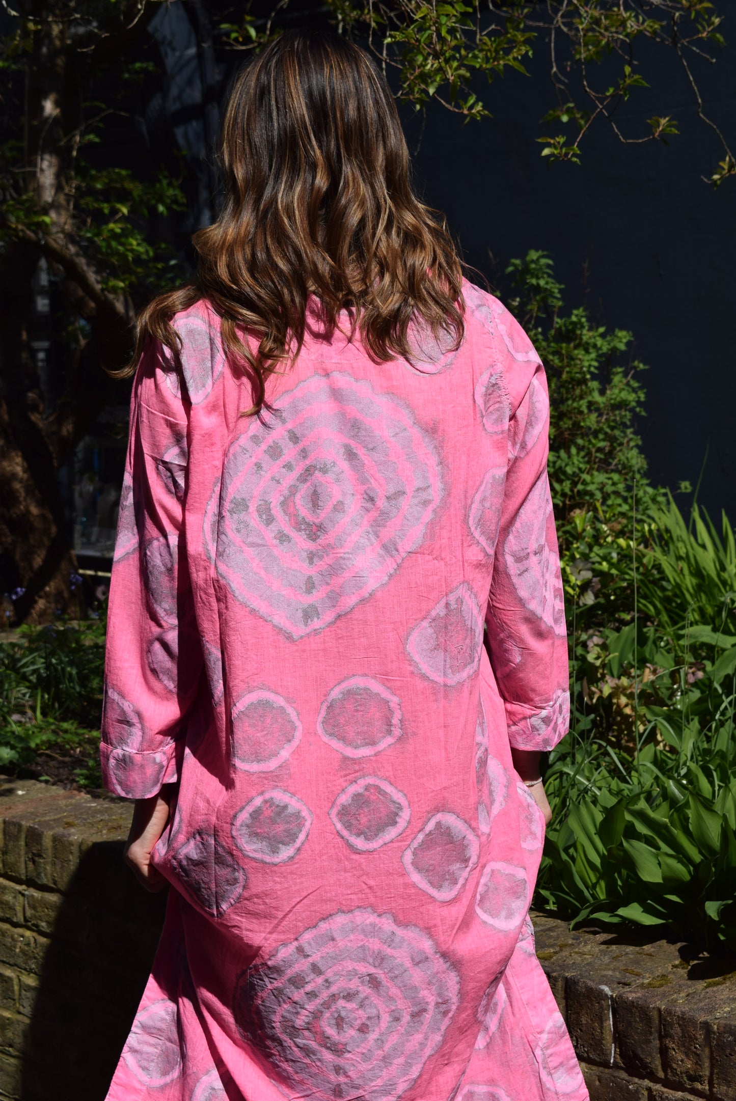 One Season Foil-Cotton Moroccan Hot Pink Dress