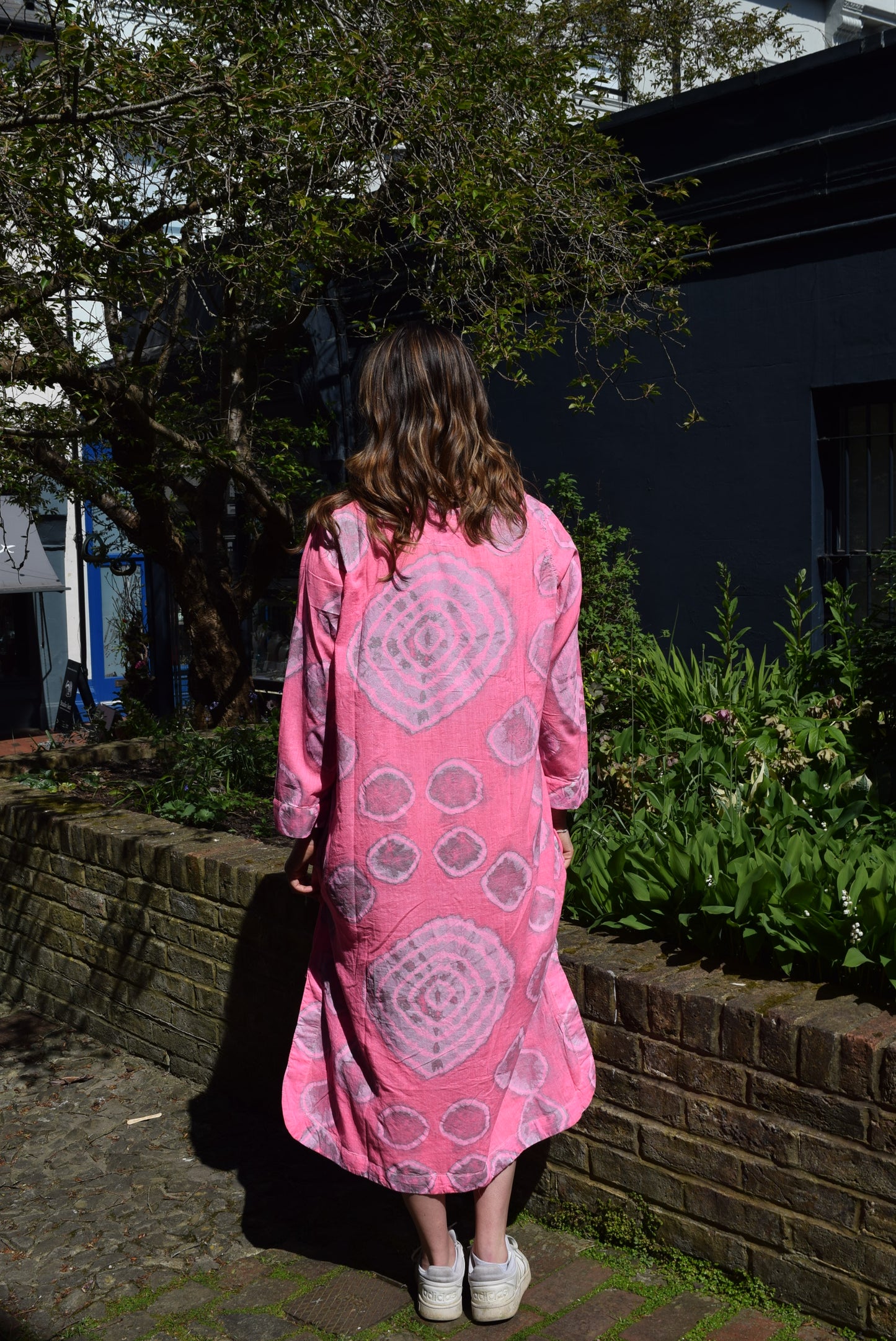 One Season Foil-Cotton Moroccan Hot Pink Dress