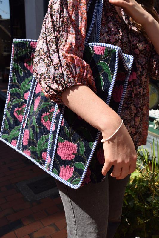 Velvet Floral Shoulder Bag