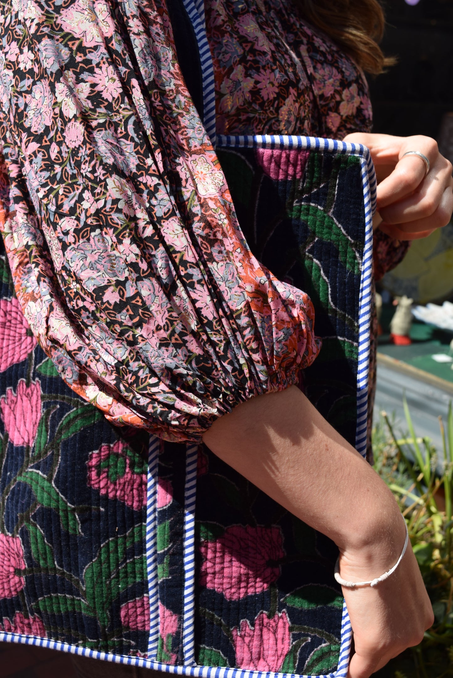 Velvet Floral Shoulder Bag