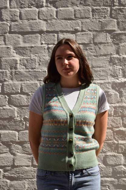 ERIBÉ Women’s Kinross Fair Isle Waistcoat – Opal