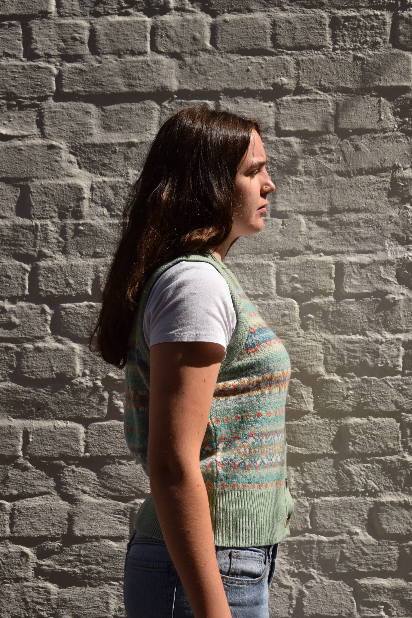 ERIBÉ Women’s Kinross Fair Isle Waistcoat – Opal