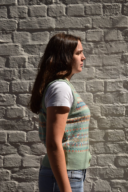 ERIBÉ Women’s Kinross Fair Isle Waistcoat – Opal