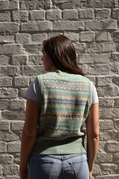 ERIBÉ Women’s Kinross Fair Isle Waistcoat – Opal
