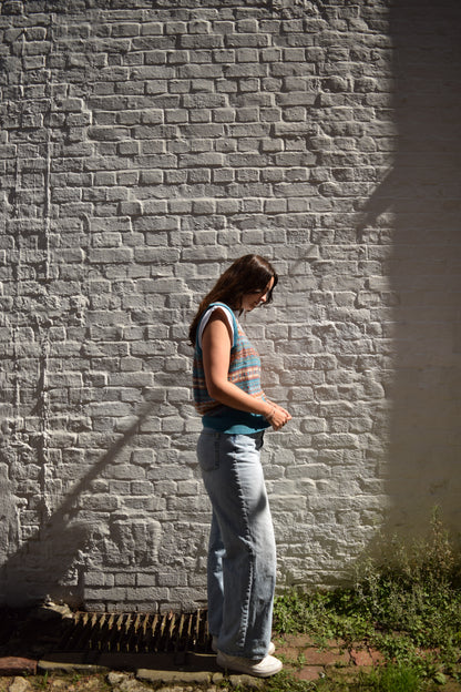 ERIBÉ Women’s Kinross Fair Isle Waistcoat – Topaz