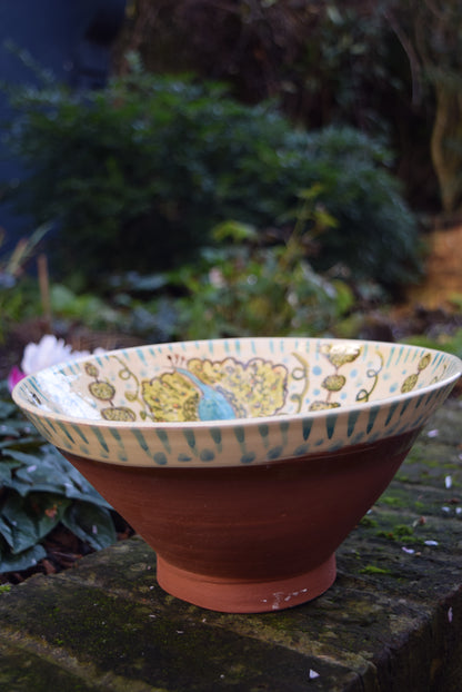 Ali Pots Peacock and Hen Bowl