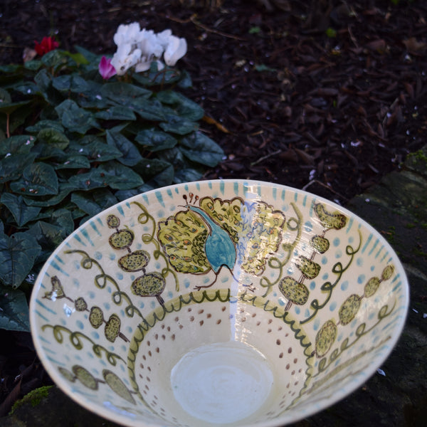 Ali Pots Peacock and Hen Bowl
