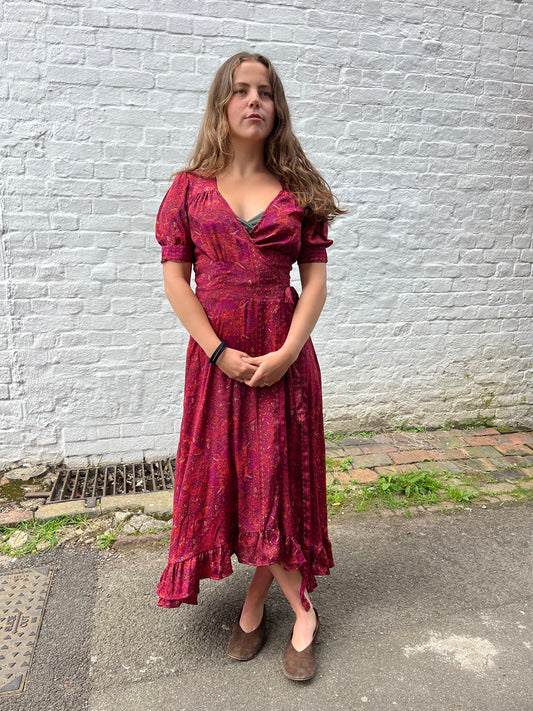 Fuchsia Pink/Red Floral Maxi Dress