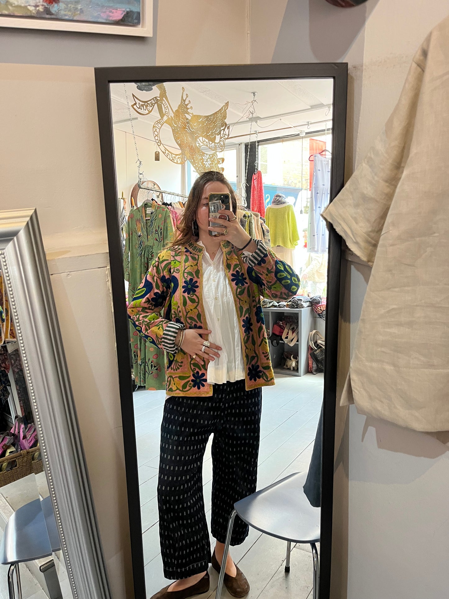 Reversible Pink and Green Embroidered Jacket