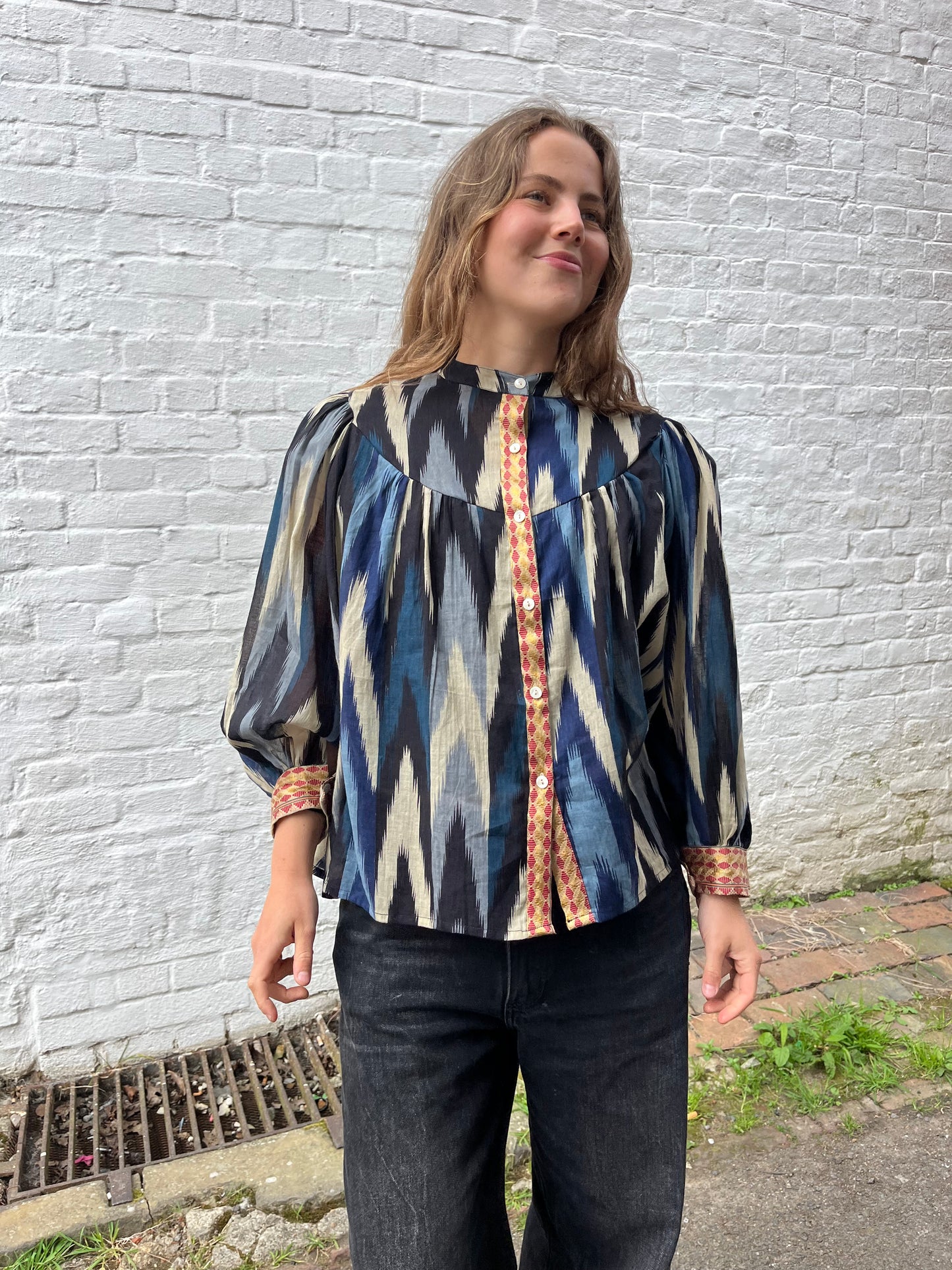 Balloon Sleeve Button Down Blouse